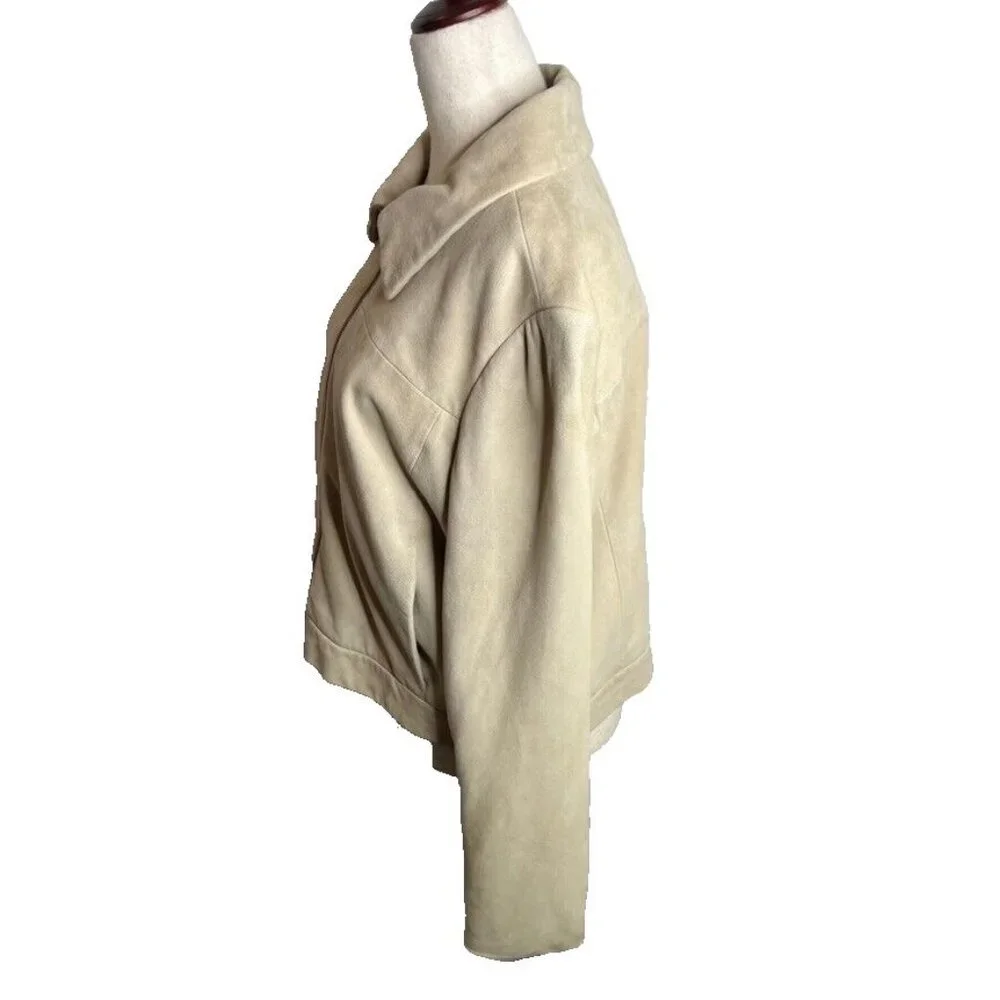 Madewell $498 Shrunken Zip-Front Jacket in Suede Light Sand Size 6 NO887 - Picture 4 of 11